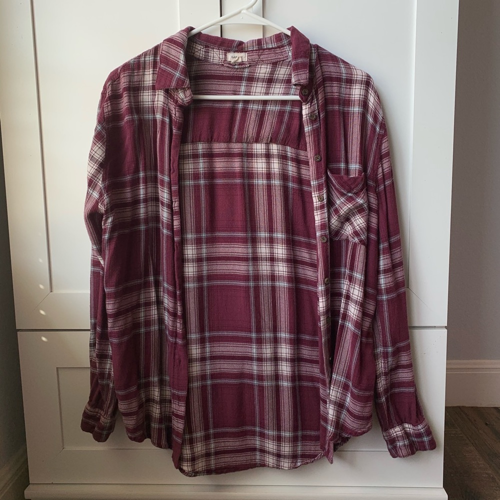 Garage Raspberry Light Blue and White Flannel